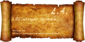 Lőwinger Aranka névjegykártya